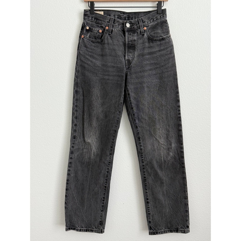 Levi's 501 90s Black Straight Leg Jeans W24 Vintage Distressed Grunge Denim